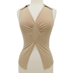 Vintage Topia‎ Womens Top Sleeveless V Neck Diamond Slit Size M Y2K 2000s